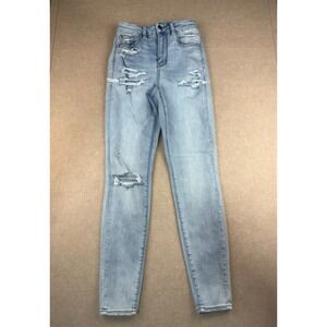 American Eagle Jeans Women's 2 Light Wash Curvy Distressed‎ Skinny Stretch